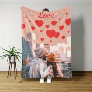 Blankets |   Couple Custom Photo Blanket With Heart Pattern Christmas Gift Blankets Blankets