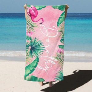 Blankets |   Custom Name Bath Towel With Pink Flamingo Pattern For Best Girlfriend Blankets Blankets