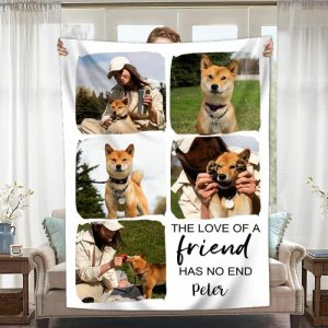 Blankets |   Custom Picture Blanket Funny Design Gift For Pet Lover "The Love Of A Friend Had No End" Blankets Blankets