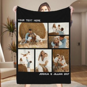 Blankets |   Custom Picture Blanket With Personalized Text Stylish Design Gift For Best Family Blankets Blankets