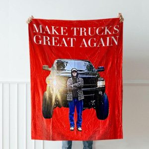 Blankets |   Custom Picture Truck Blanket Aesthetic Design Gift For Favourite Family "Make Truck Great Again" Blankets Blankets