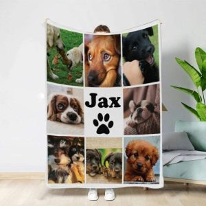 Blankets |   Customized Pet Paw Print 8 Photo Collage Blanket Blankets Blankets