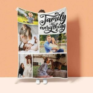 Blankets |   "Family Is Everything"Personalized Family 5 Photos Blanket For Family Blankets Blankets