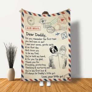 Blankets |   Personalized Air Mail Love Letter Blanket For Daddy From A Little Girl Blankets Blankets