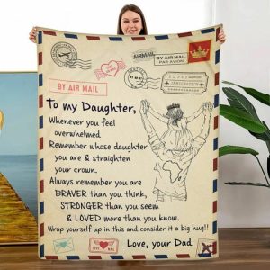 Blankets |   Personalized Air Mail Love Letter Throw  Blanket To Daughter Big Hug From Dad Blankets Blankets