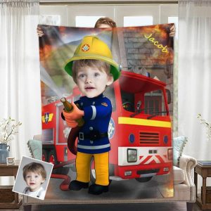 Blankets |   Personalized Custom Photo Blanket Fireman Fighting Fire Flannel Blanket Blankets Blankets