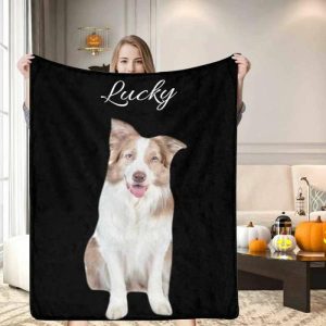 Blankets |   Personalized Dog Portrait Throw Blanket With Text Blankets Blankets