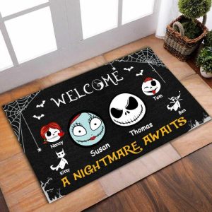 Blankets |   Personalized Doormat Welcome A Nightmare Await Attractive Halloween Gift For Family Blankets Blankets