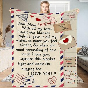 Blankets |   Personalized Flannel Letter Blanket Envelope Heart From Daughter Son To Mom Blankets Blankets