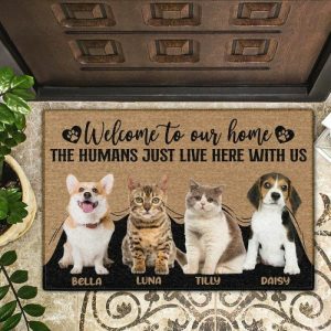 Blankets |   Personalized Floor Mats Custom Pet Photos And Names Cute Home Decor Blankets 1 Name+1 Photo