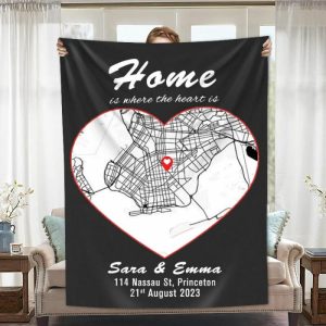 Blankets |   Personalized Map Blanket Heart Shaped Special Gift For Valentine’s Day Blankets Blankets