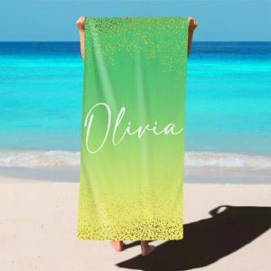 Blankets |   Personalized Name Bath Towel Gradient Style Gift For Bestie Blankets Blankets