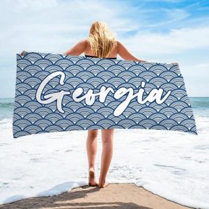 Blankets |   Personalized Name Bath Towel With Deep Sea Wave Pattern Best Gift For Friend Blankets Blankets