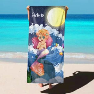 Blankets |   Personalized Name Bath Towel With Mermaid Pattern Best Gift For Children Blankets Blankets