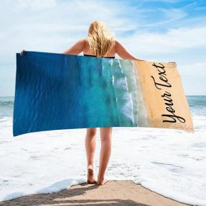 Blankets |   Personalized Name Bath Towel With Sea Pattern Beautiful Present For Friend Blankets Blankets