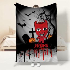 Blankets |   Personalized Name Blanket Graveyard Background Spooky Gift For Halloween Blankets Blankets