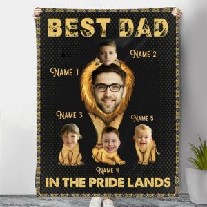 Blankets |   Personalized Name Blanket Lion Family Warm Gift For Best Dad Blankets Blankets