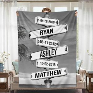 Blankets |   Personalized Name Blanket With Custom Date Street Sign Pattern Best Gift For Family Blankets Blankets