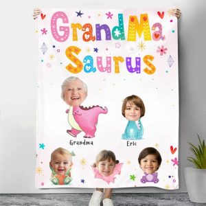 Blankets |   Personalized Name Blanket With Custom Dinosaur Pattern Cute Gift For Grandma Blankets Blankets