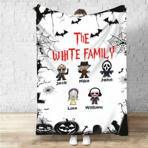 Blankets |   Personalized Name Blanket With Evil Pumpkin Pattern Interesting Gift For Halloween Blankets Blankets