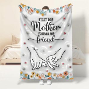 Blankets |   Personalized Name Blanket With Hands Pattern Simple Gift For Mom Blankets Blankets