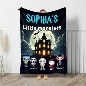 Blankets |   Personalized Name Blanket With Haunted House Pattern Unique Gift For Halloween Blankets Blankets