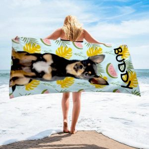 Blankets |   Personalized Photo Bath Towel With Custom Name Cute Gift For Pet Lover Blankets Blankets