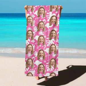 Blankets |   Personalized Photo Bath Towel With Flamingo Pattern Beautiful Gift For Bestie Blankets Blankets