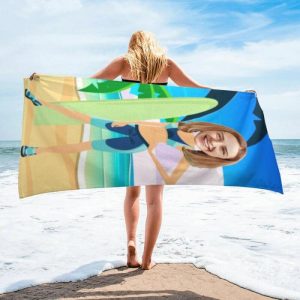 Blankets |   Personalized Photo Bath Towel With Surfboard Pattern Funny Gift For Friend Blankets Blankets