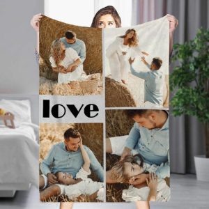 Blankets |   Personalized Photo Blanket With Beautiful Fonts Design Perfect Gift For Couples "Love" Blankets Blankets