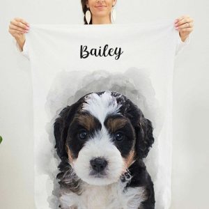 Blankets |   Personalized Photo Blanket With Comic Style Cute Present For Pet Lover Blankets Blankets