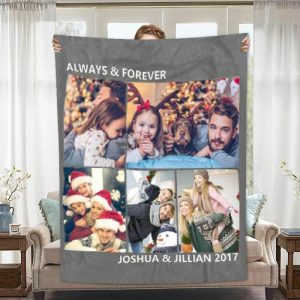 Blankets |   Personalized Picture And Engravable Blanket Simple And Warm Gift For Family "Always And Forever" Blankets Blankets