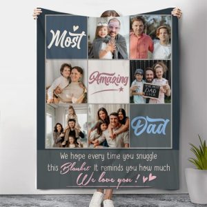 Blankets |   Personalized Picture Blanket Best Present For Dad "We Love You" Blankets Blankets