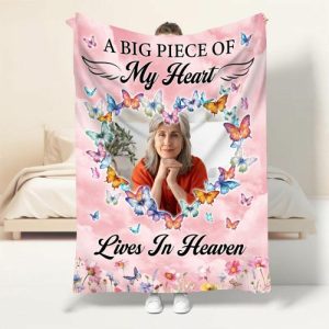 Blankets |   Personalized Picture Blanket Colorful Butterflies Background Perfect Gift For Family Blankets Blankets