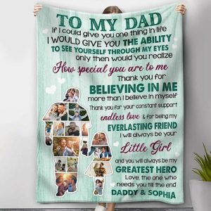 Blankets |   Personalized Picture Blanket Creative Gift For Dad "Thank You For Believing In Me" Blankets Blankets