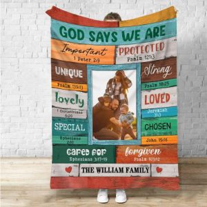 Blankets |   Personalized Picture Blanket Creative Gift For Family "God Says We Are Unique" Blankets Blankets