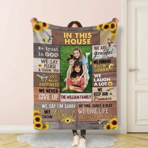 Blankets |   Personalized Picture Blanket Funny Gift For Family "We Trust In God" Blankets Blankets