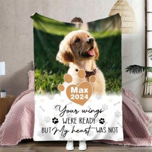 Blankets |   Personalized Picture Blanket Precious Gift For Pet Lovers "Your Wings Were Ready" Blankets Blankets