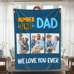 Blankets |   Personalized Picture Blanket Warm Gift For Dad "We Love You Ever" Blankets Blankets