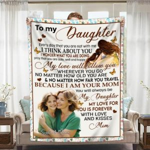 Blankets |   Personalized Picture Blanket With Beautiful Butterflies Perfect Gift For Daughter Blankets Blankets