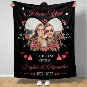 Blankets |   Personalized Picture Blanket With Beautiful Flower Pattern Romantic Present For Valentine’s Day Blankets Blankets