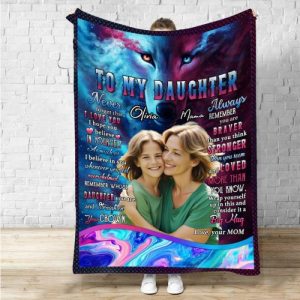 Blankets |   Personalized Picture Blanket With Colorful Wolf Pattern Cool Gift For Daughter Blankets Blankets