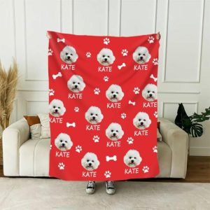 Blankets |   Personalized Picture Blanket With Custom Name And Paw Print Pattern Lovely Gift For Pet Lover Blankets Blankets