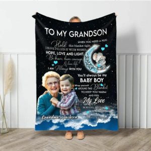 Blankets |   Personalized Picture Blanket With Cute Elephant Pattern Best Gift For Grandson Blankets Blankets