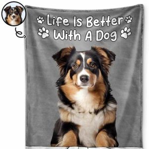 Blankets |   Personalized Picture Blanket With Cute Footprint Pattern Warm Gift For Best Pet Lover Blankets Blankets