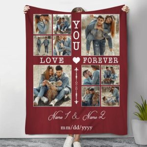 Blankets |   Personalized Picture Blanket With Heart Pattern Stylish Gift For Valentine’s Day Blankets Blankets