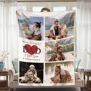 Blankets |   Personalized Picture Blanket With Heart Pattern Warm Gift For Dad Blankets Blankets