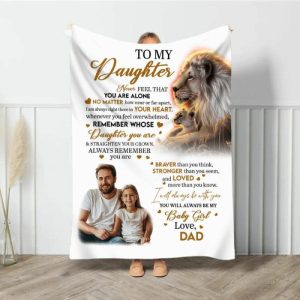 Blankets |   Personalized Picture Blanket With Lions Pattern Cool Gift For Daughter "I Am Always Right There In Your Heart" Blankets Blankets