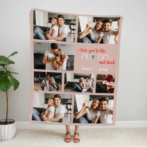 Blankets |   Personalized Picture Blanket With Moon Pattern Beautiful Valentine’s Day Gift Blankets Blankets