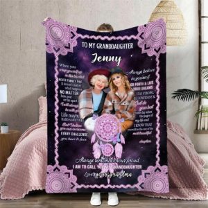 Blankets |   Personalized Picture Blanket With Purple Dream Catcher Pattern Creative Gift For Granddaughter Blankets Blankets